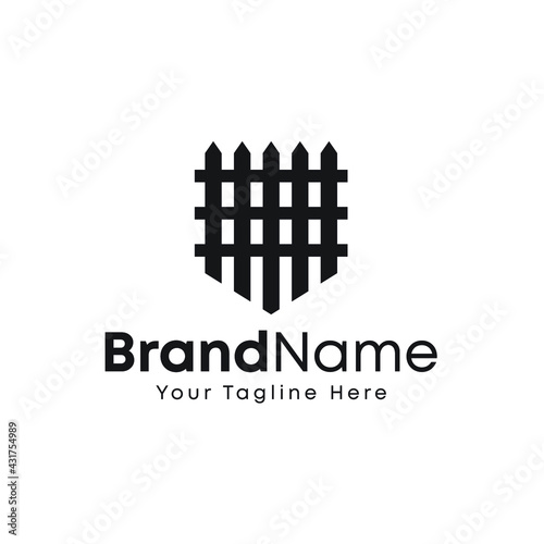 fence Shield Logo Design Vector