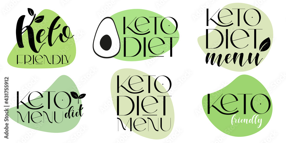 Keto friendly diet vector design elements. Set of badges.