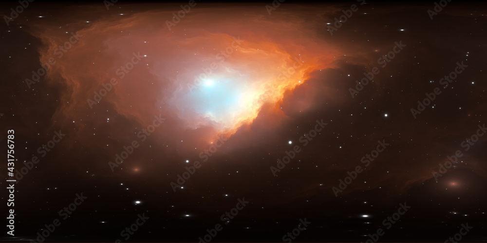 360 degree interstellar cloud of dust and gas. Space background with ...