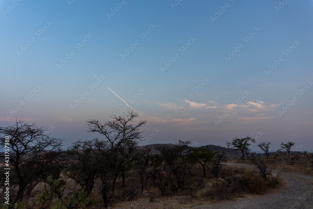 Panoramic view of a mountainous landscape at sunset