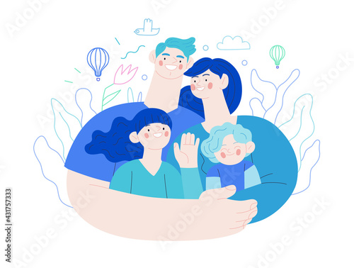 Family health and wellness - medical insurance illustration