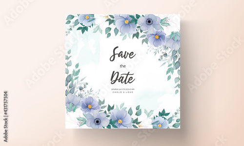 Elegant wedding invitation card with beautiful flower decorations