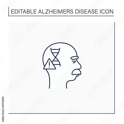 Genetic cause line icon. APOE e4 gene. Genetic predisposition to disease.Alzheimer disease. Neurologic disorder concept.Isolated vector illustration.Editable stroke