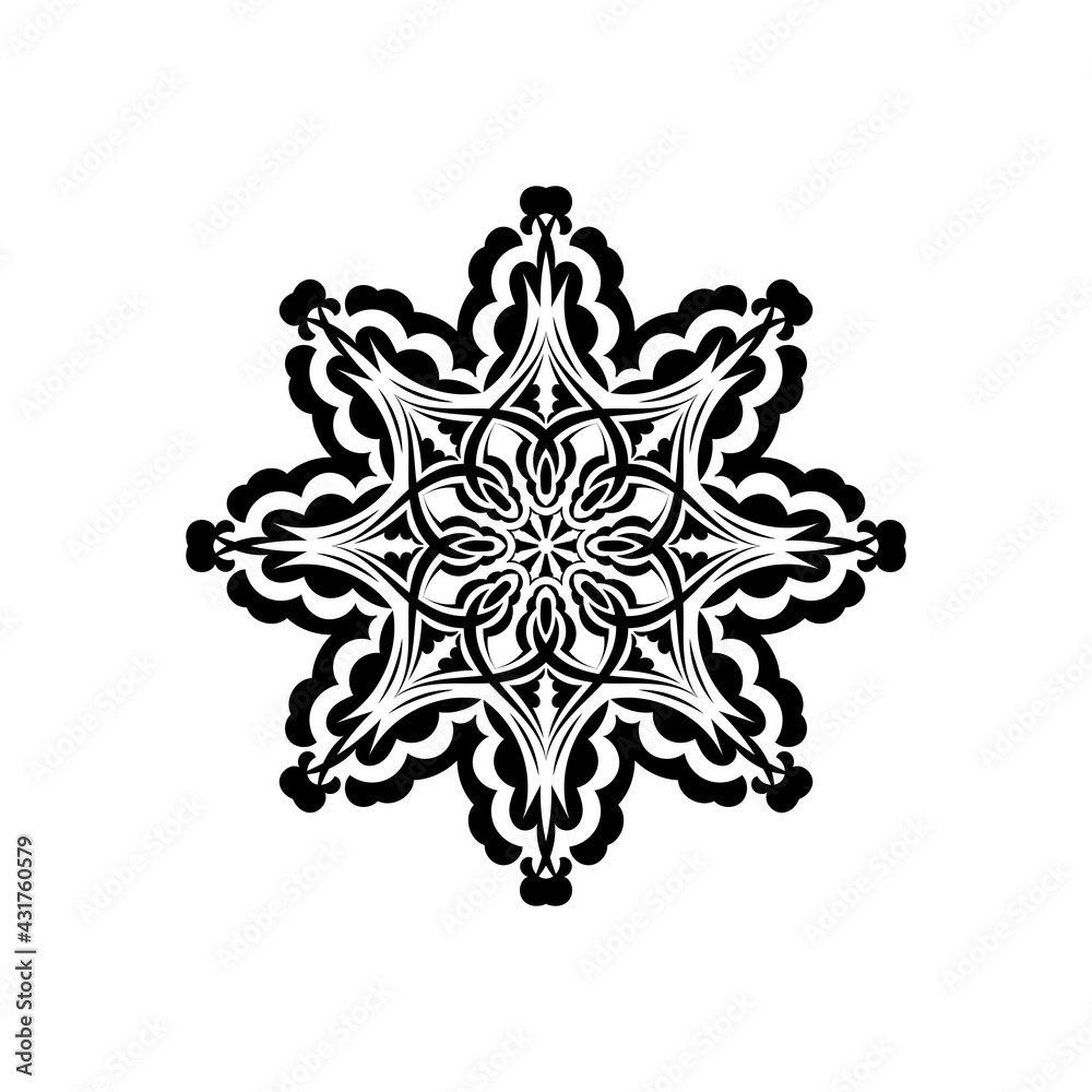 Mandala ornament in sketch style. Isolated.