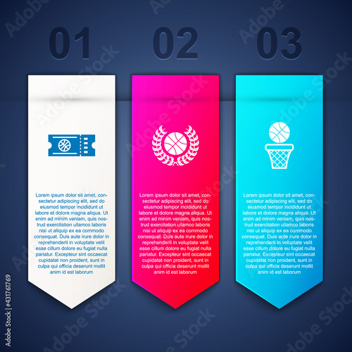 Set Basketball game ticket, Award with basketball and and. Business infographic template. Vector