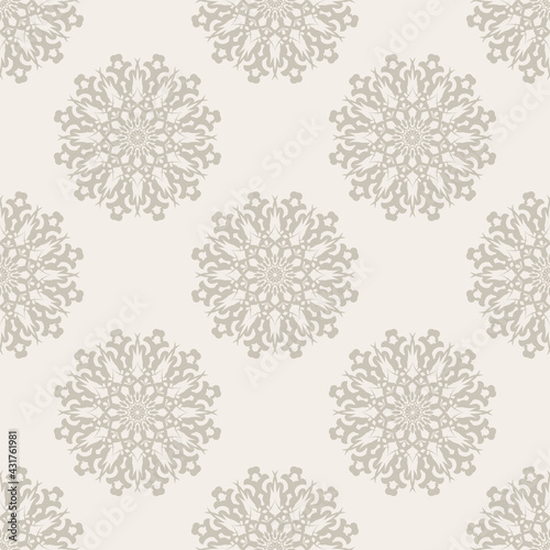 Beige seamless pattern with ornament. Good for clothing, textiles, backgrounds and prints. Vector illustration.