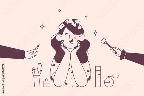 Beautician or cosmetologist and makeup concept