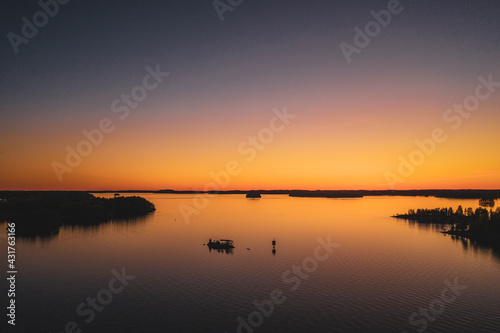 Sunset In Finland Lake