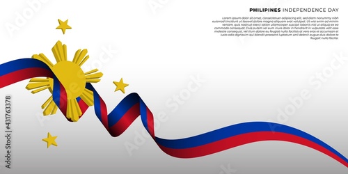 Philippines Independence Day design with flying ribbon