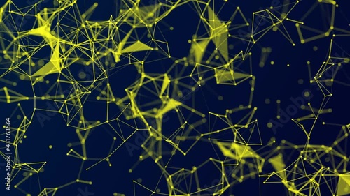 Abstract Moving Dots and Lines. Technology, Business, Medical background. Concept of Engineering, Digital, and Scientific Data. Network Connection Structure. Motion Design 4k
