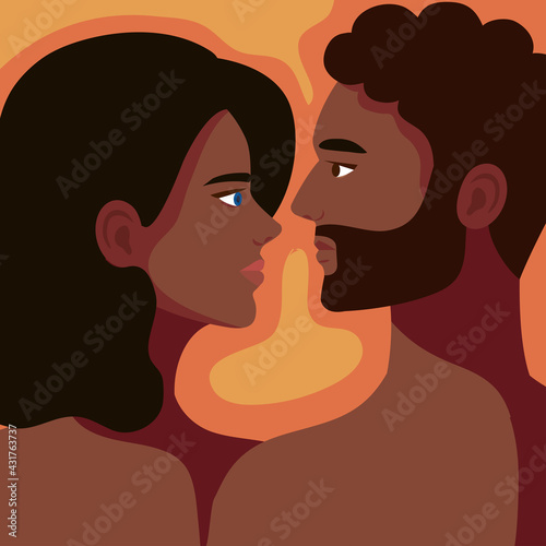 afro couple shirtless