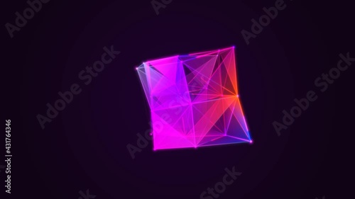 Abstract Polygonal Geometric Surface. Moving Geometrical Shape Animation. Medical, Technology, Business Background. Concept of Digital, and Scientific Data. Motion Design 4k