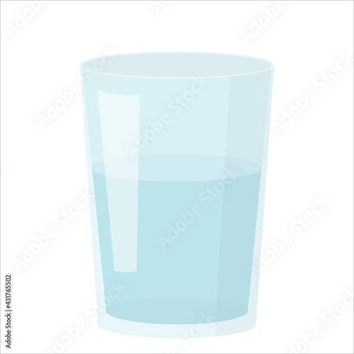Glass of water vector illustration isolated on white background. Flat style.