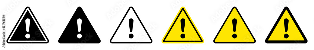 © vectorsanta - Exclamation mark of warning attention icon. Triangular warning symbols with Exclamation mark. Caution alarm set, danger sign collection, attention vector icon. Vector illustration. © vectorsanta - Exclamation mark of warning attention icon. Triangular warning symbols with Exclamation mark. Caution alarm set, danger sign collection, attention vector icon. Vector illustration.