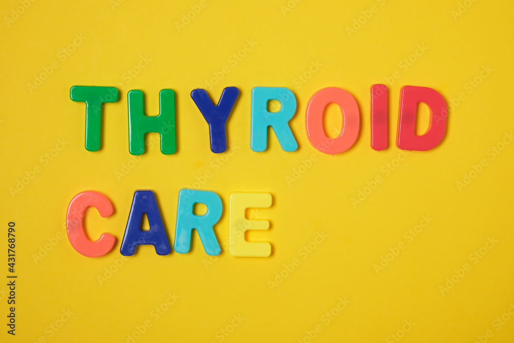 the inscription thyroid care on a yellow background