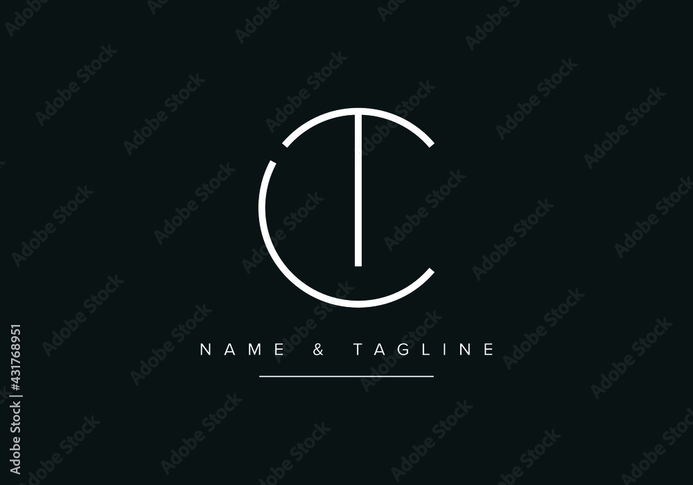 Alphabet letters icon Logo CT or TC - obrazy, fototapety, plakaty 
