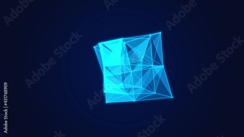 Abstract Polygonal Geometric Surface. Moving Geometrical Shape Animation. Medical, Technology, Business Background. Concept of Digital, and Scientific Data. Motion Design 4k