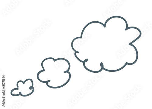 set of speech bubbles different size. smog automobil handdrawn gray color Monochrome vector elements