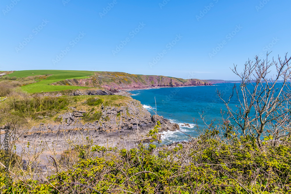 A view past Stackpole along the Pembrokeshire coast, South Wales in springtime