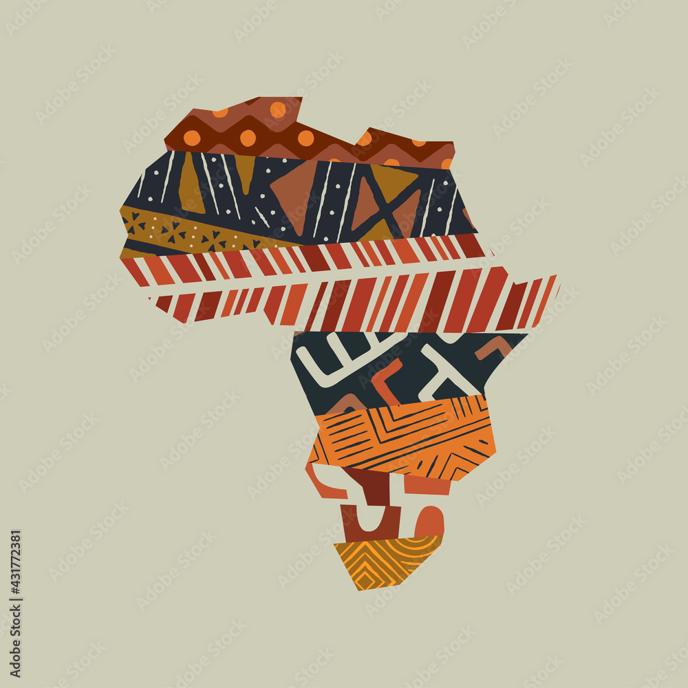 Africa continent map tribal art concept isolated
