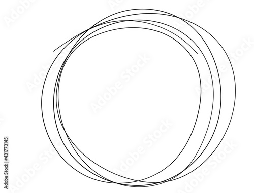 hand drawn ring scribble . abstract circle frame in doddles style. Lateen design element. Continuous line. Vector illustration. isolated