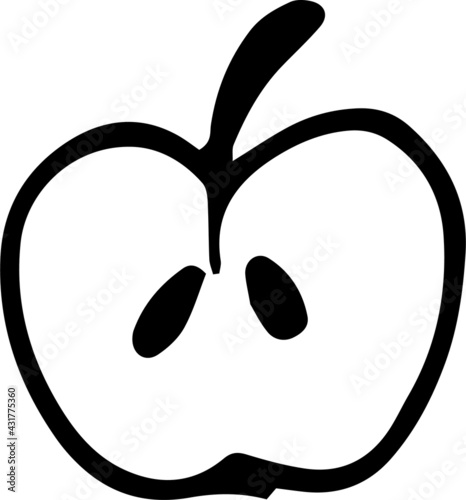 Single element of apple slice in doodle summer set. Hand drawn vector illustration for greeting cards, posters, stickers and seasonal design.