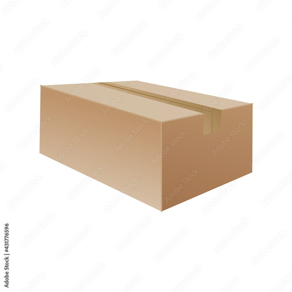 Box. Cardboard box mockup. Mail container. Brown recycling cardboard delivery box or postal parcel packaging, realistic illustration isolated on white background Box. Cardboard box mockup. Mail container. Brown recycling cardboard delivery box or postal parcel packaging, realistic illustration isolated on white background