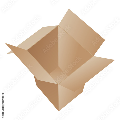 Box. Cardboard box mockup. Mail container. Brown recycling cardboard delivery box or postal parcel packaging  realistic  illustration isolated on white background