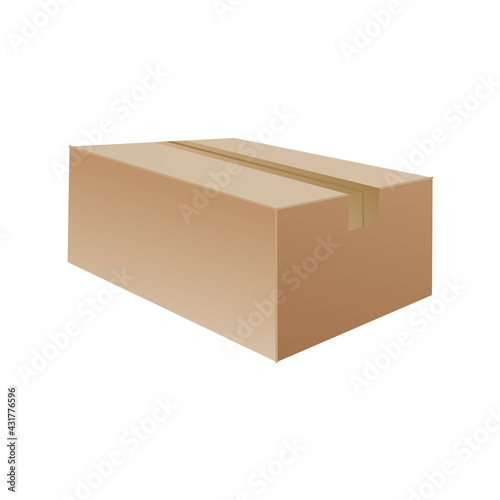 Box. Cardboard box mockup. Mail container. Brown recycling cardboard delivery box or postal parcel packaging, realistic  illustration isolated on white background © designer_things