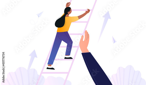 Businesswoman climbing up