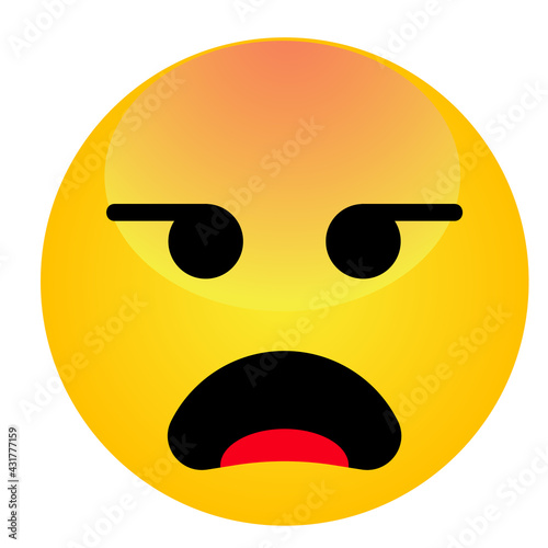 Angry and negative face. Annoyed cute cartoon vector emoticon
