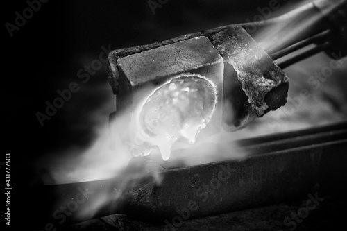 Goldsmith's hands at work, handmade jewelery