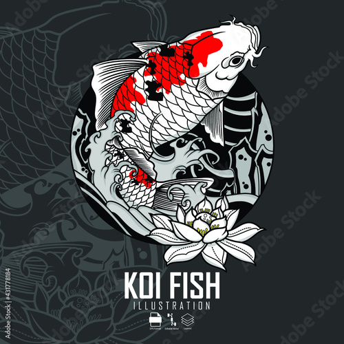 KOI FISH TATTOO ILLUSTRATION
