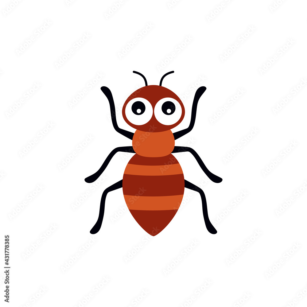 vector illustration with cartoon ant isolated on white vector illustration with cartoon ant isolated on white