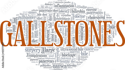 Gallstones vector illustration word cloud isolated on a white background.
