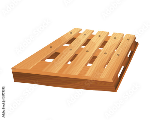 Fototapeta Naklejka Na Ścianę i Meble -  Wooden pallet. Platform for freight transportation. Cargo logistics and distribution. Cartoon wood pallet  icon for web design