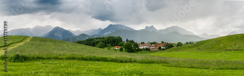 Mountain landscape panorama with alpine village © luchschenF