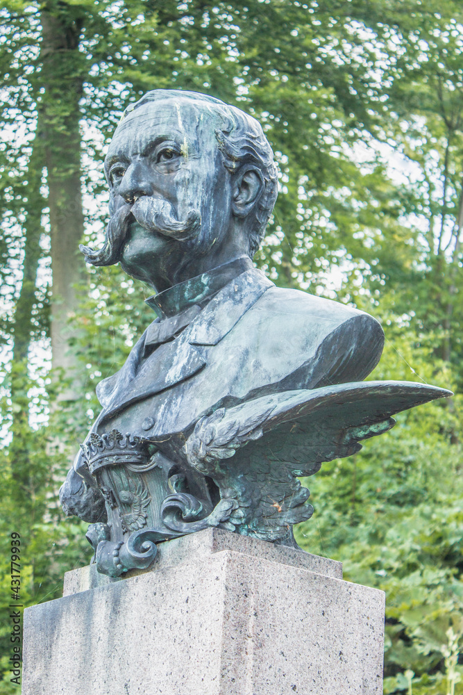 Fototapeta premium Bust of Christian Enzard Moritz von Holstein Lejre Roskilde Ledreborg Slot (castle) Region Sjælland (Region Zealand) Denmark