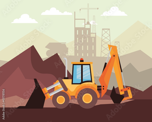 backhoe mine scene