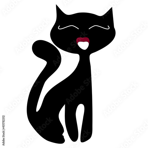 Simple black silhouette of a cat on a white background
