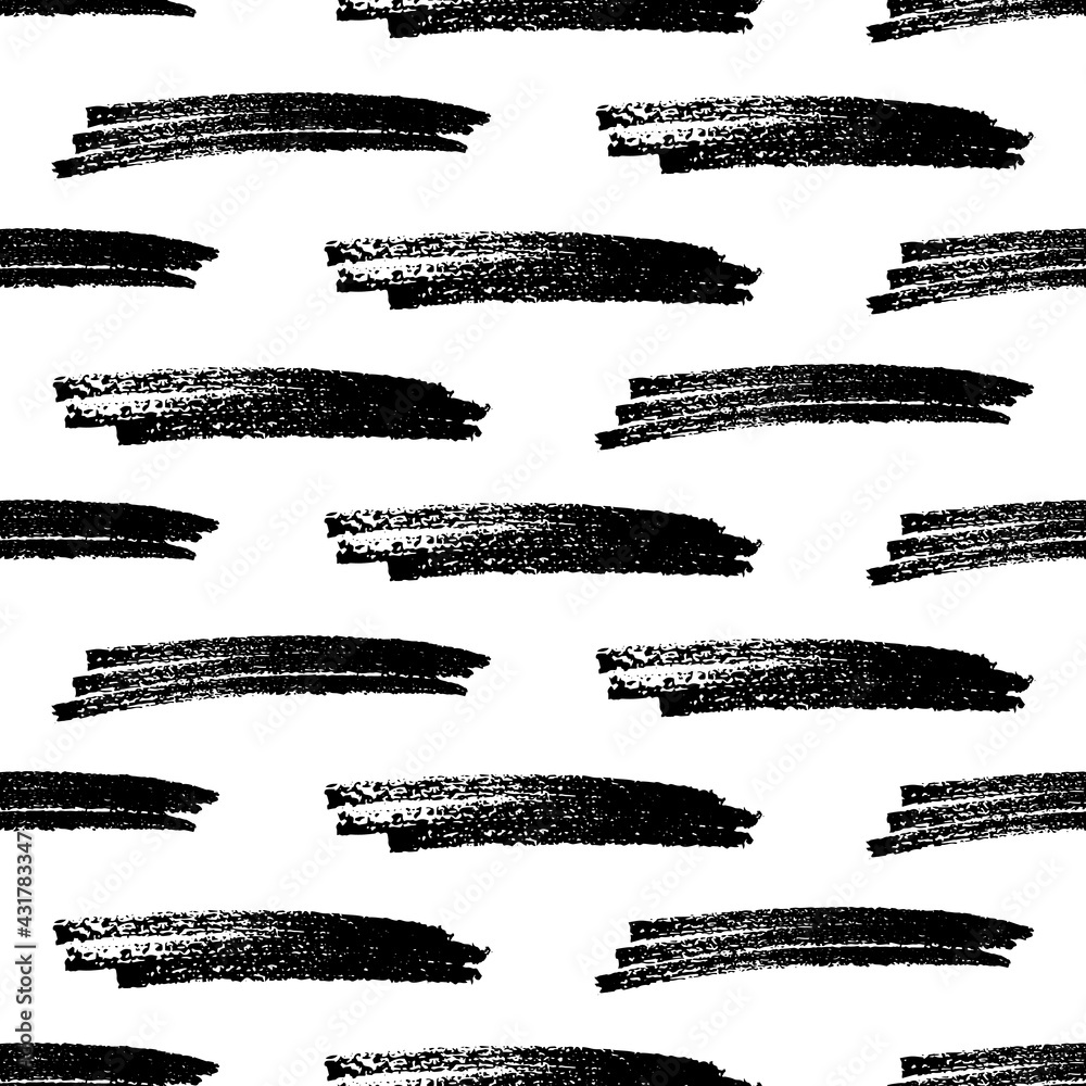 Seamless pattern with black pencil brushstrokes
