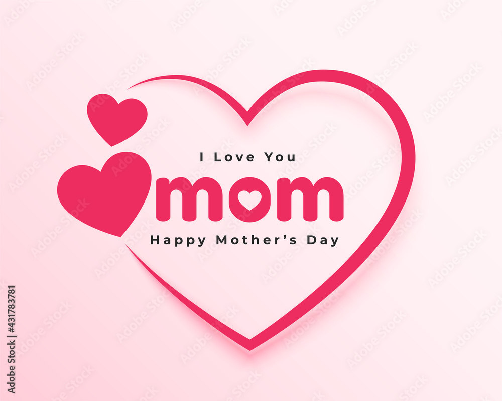 Love You Mom Hearts Card Mothers Day