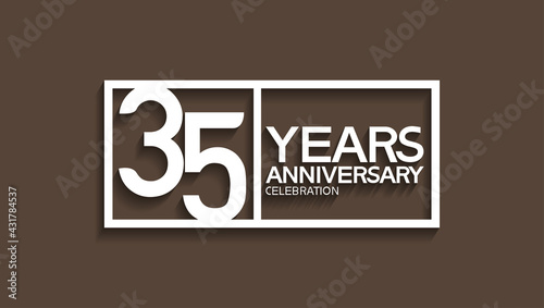 35 years anniversary logotype with white color in square isolated on brown background. vector can be use for company celebration purpose