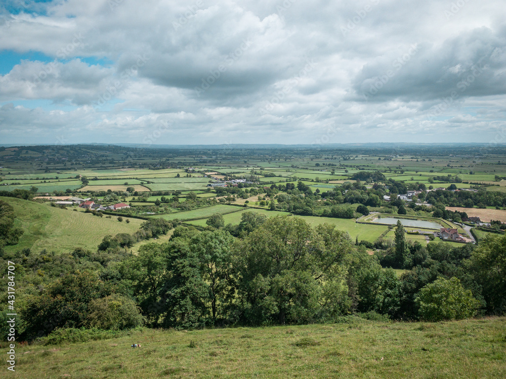 View from top of Glastonbury Tor overlooking Glastonbury town