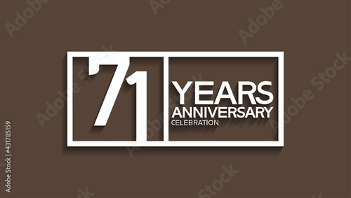 71 years anniversary logotype with white color in square isolated on brown background. vector can be use for company celebration purpose