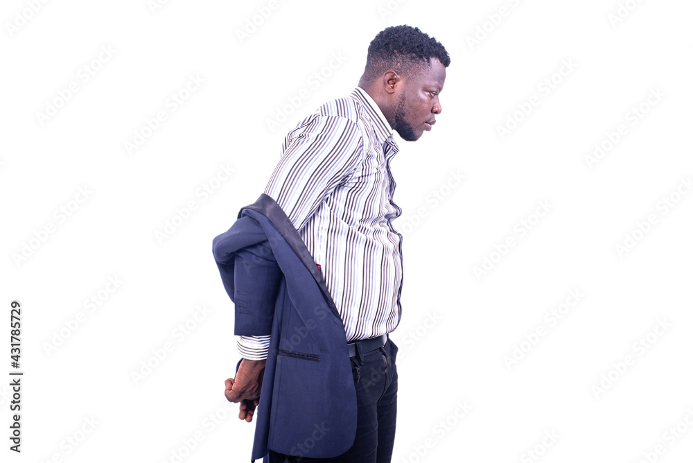 handsome young businessman takes off his jacket. handsome young businessman takes off his jacket.