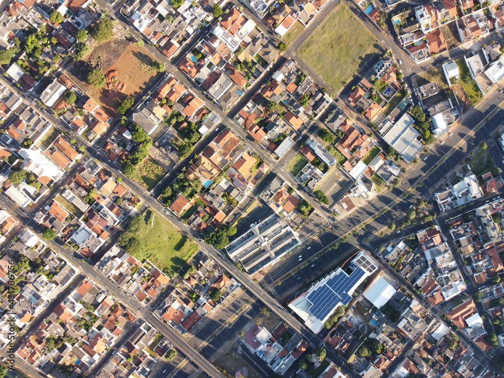Drone top down picture Brazilian city