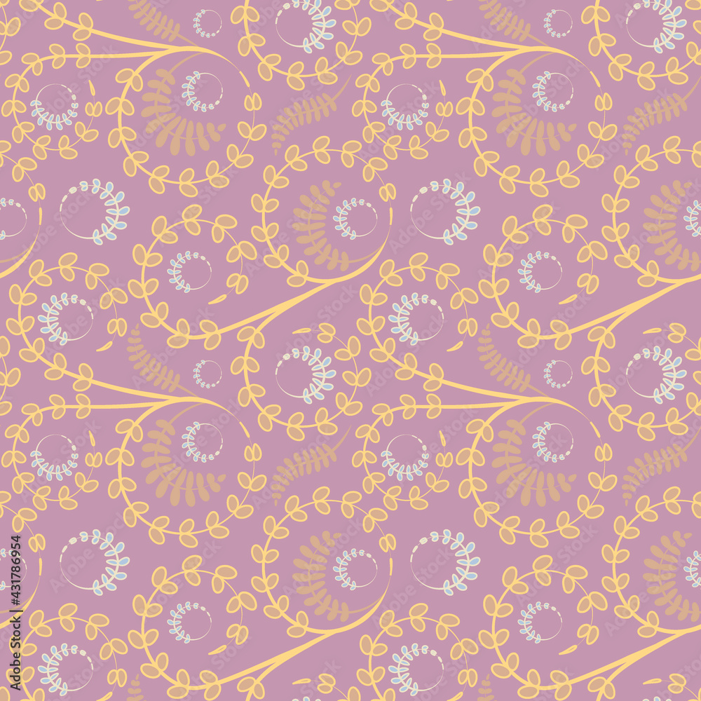 Seamless texture, pattern on a square background - flowers and leaves. Styling.
