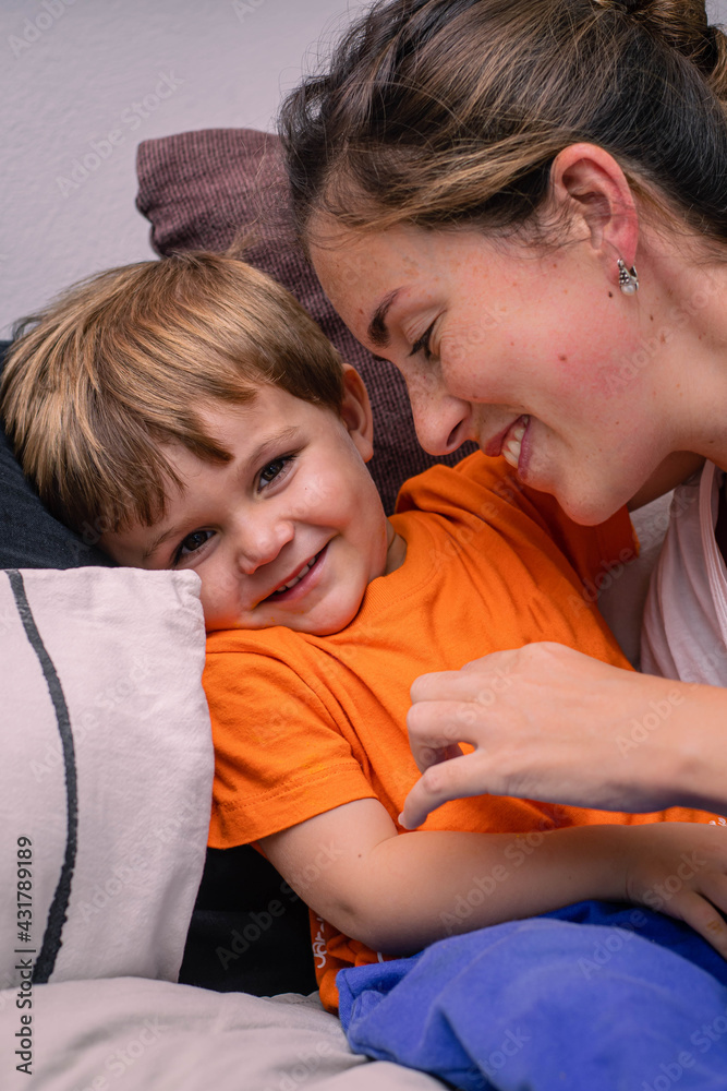 Caucasian mother male child happy Caucasian mother male child happy