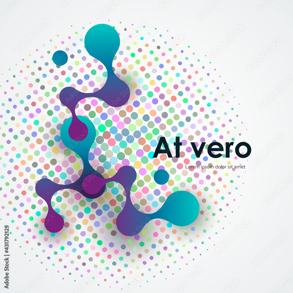 Abstract blue large molecules with bright circles white background. Modern logotype icon dna Abstract blue large molecules with bright circles white background. Modern logotype icon dna